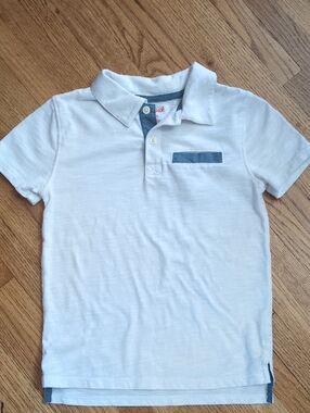 Cat & Jack White Polo with Blue Trim